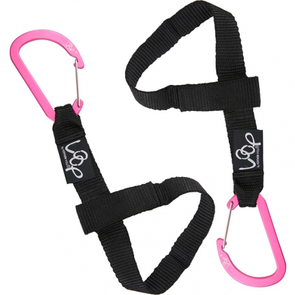 Loop festestropper med karabinkrok, Rosa, 2 stk.