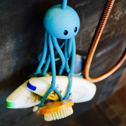 Sjampo- og flaskeholder Octopus, Blå