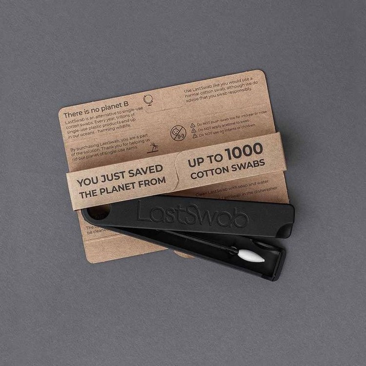 LastSwab Beauty gjenbrukbar bomullspinne, Svart