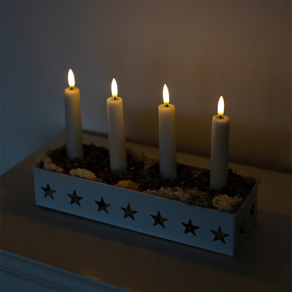 Premium LED korte antikklys, 2-pakning Kremhvit
