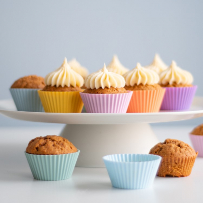 Muffinsformer av silikon, 12-pakning Pastell 75 ml former
