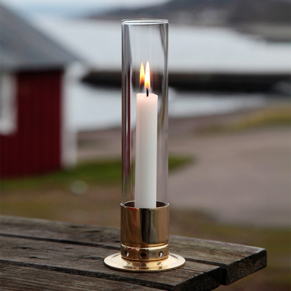 Lysestake med stormglass Original, Messing
