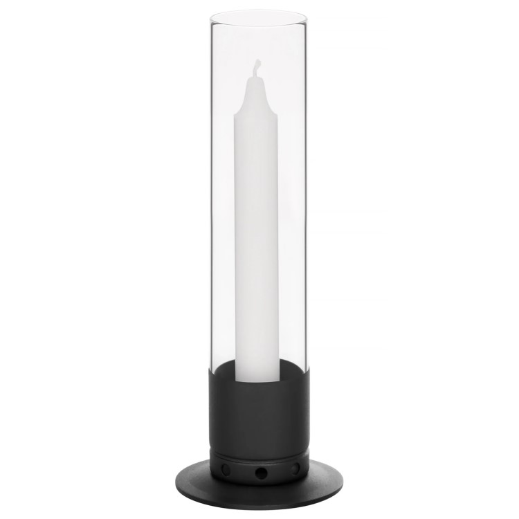 Lysestake med stormglass Original, Matt svart