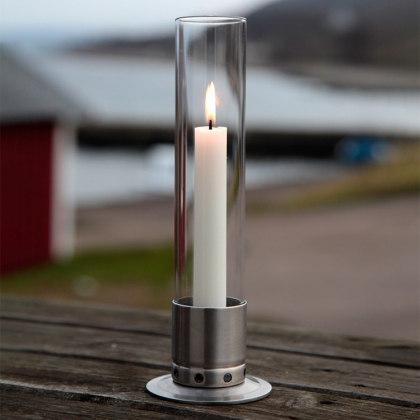 Lysestake med stormglass Original, Rustfritt stål