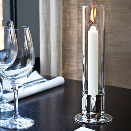 Lysestake med stormglass Original, Nikkelbelagt messing