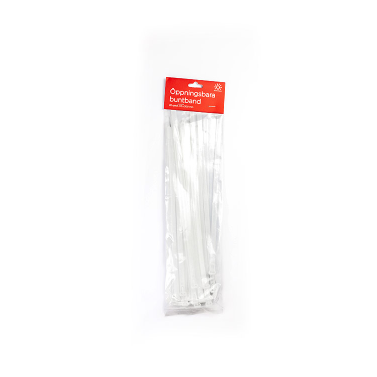 Gjenbrukbare strips, 20 stk, Hvit 30 cm