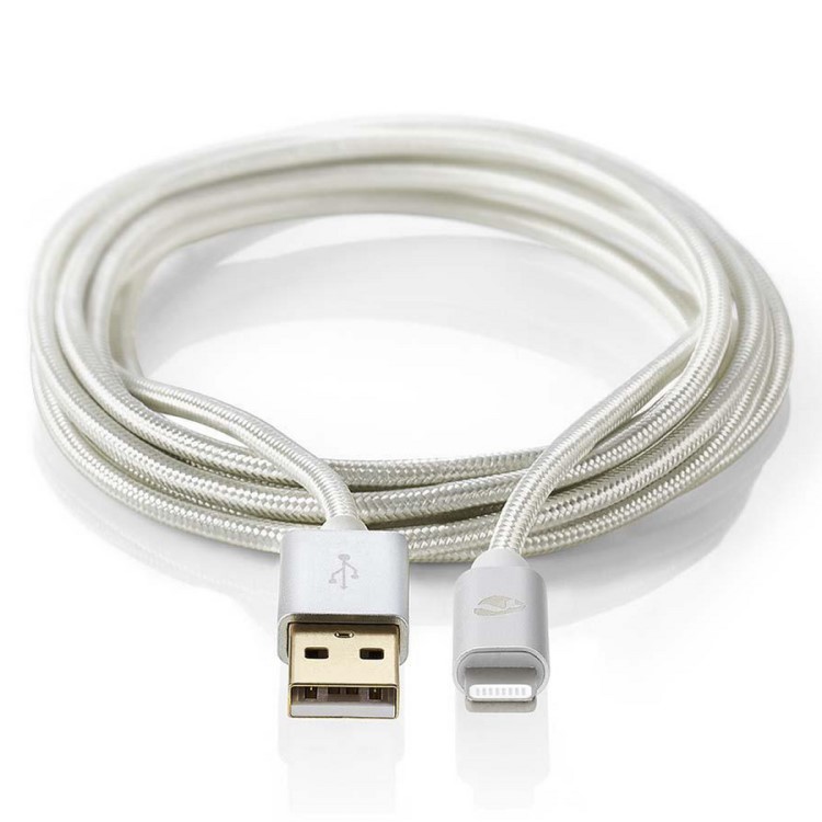 Lang USB-kabel i stoff, Lightning 3 m