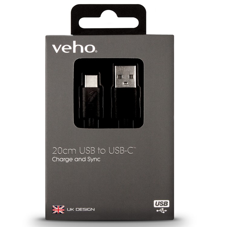 Kort USB-kabel 20 cm, USB-A til USB-C
