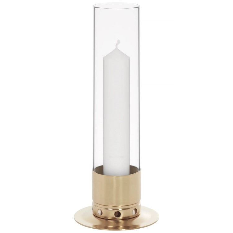 Lysestake med stormglass Large, Messing