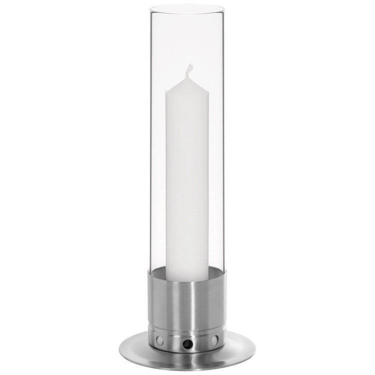 Lysestake med stormglass Large, Rustfritt stål