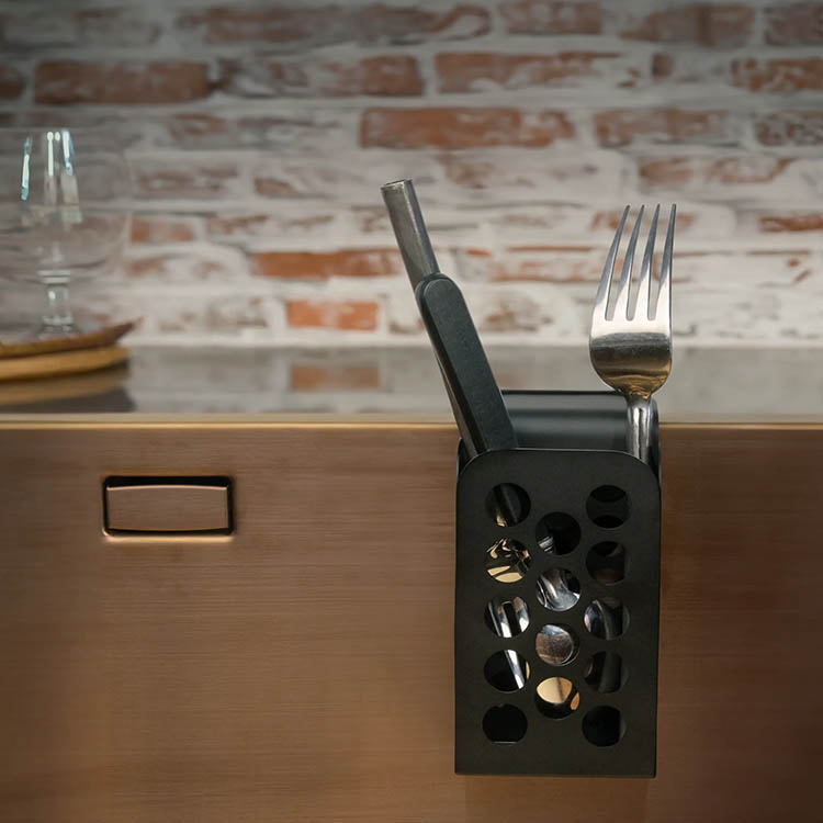 Bestikkholder til vask, Happy Sinks, Rustfri Svart