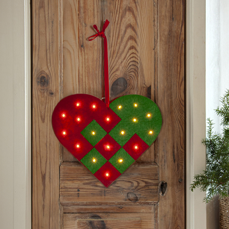 Batteridrevet juledekorasjon i filt, Hjerte
