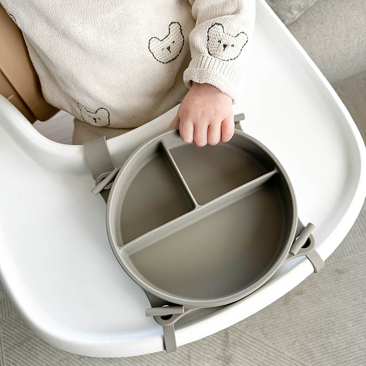 Barnetallerken med sugekopp og stropper, Khaki