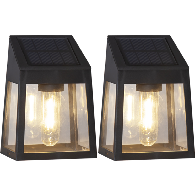 Solcelleladet vegglampe, 2 stk.