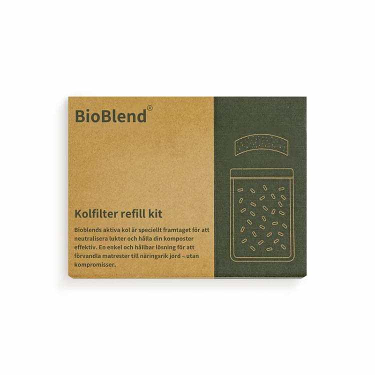 Påfylling av kull til Bioblend-komposten