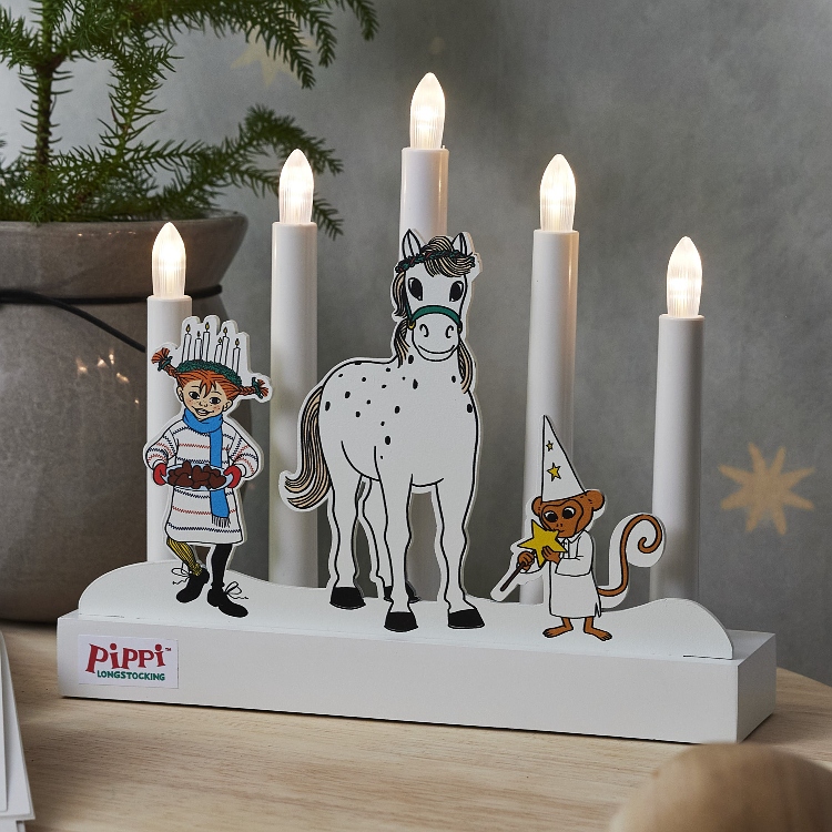 Batteridrevet Pippi-adventslysestake
