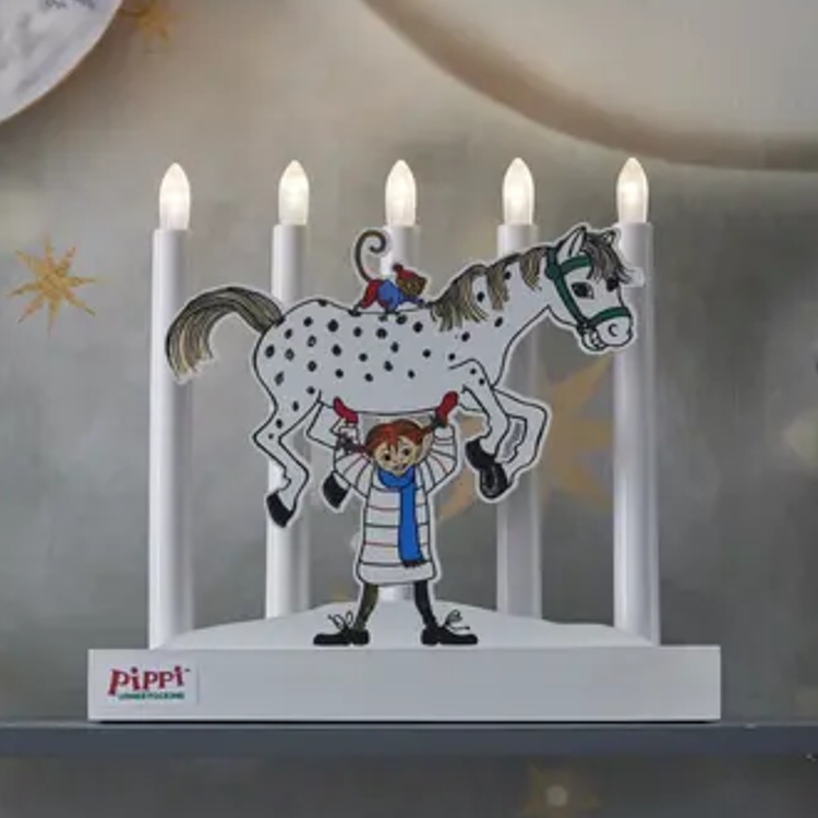 Batteridrevet Pippi-adventslysestake