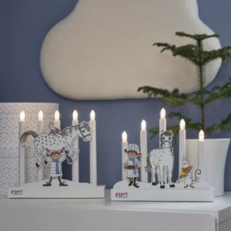Batteridrevet Pippi-adventslysestake