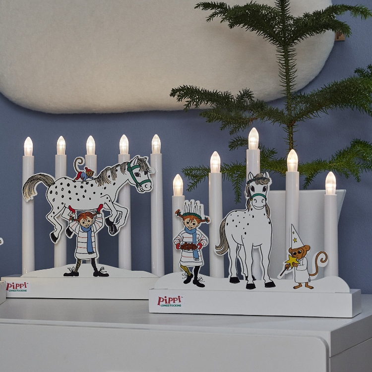 Batteridrevet Pippi-adventslysestake