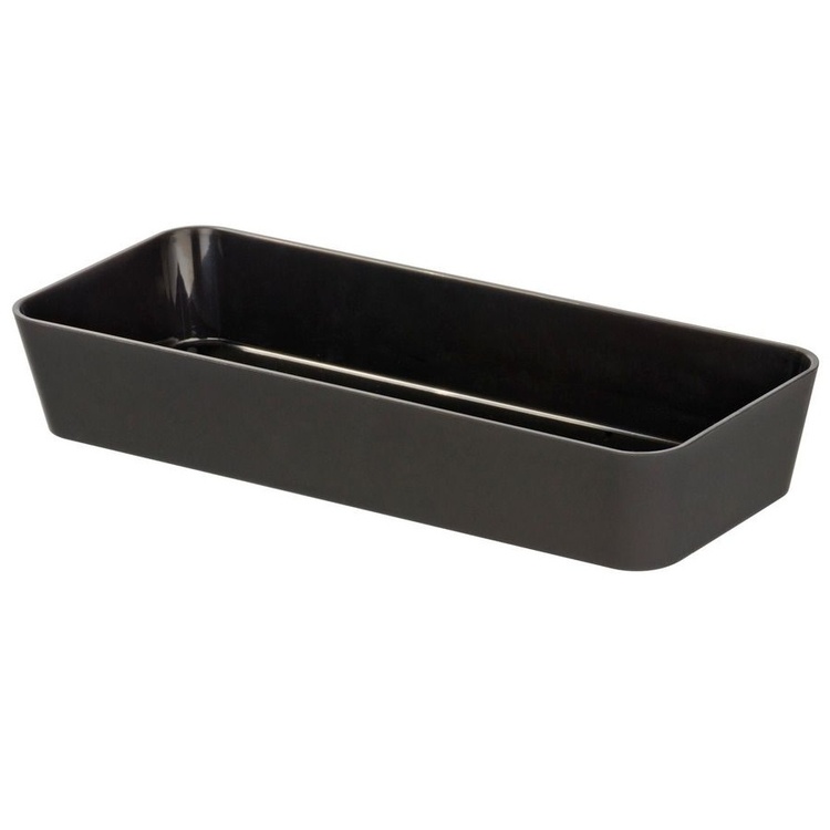 Avlang oppbevaringsbrett / skuffinnlegg, GOM SOFT TOUCH. 24 x 10 x H 4 cm, Svart