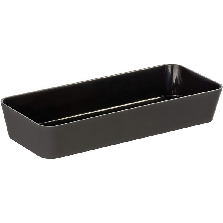Avlang oppbevaringsbrett / skuffinnlegg, GOM SOFT TOUCH. 24 x 10 x H 4 cm, Svart