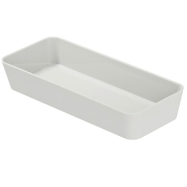 Avlangt oppbevaringsbrett / skuffinnlegg, GOM SOFT TOUCH, 24 x 10 x H 4 cm, Hvit