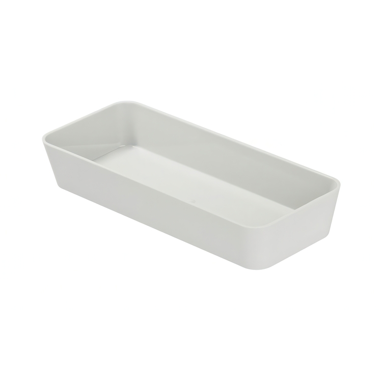 Avlangt oppbevaringsbrett / skuffinnlegg, GOM SOFT TOUCH, 24 x 10 x H 4 cm, Hvit