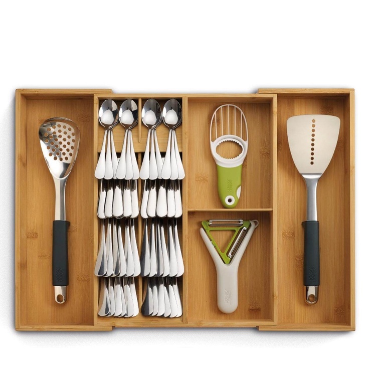 Uttrekkbar bestikkskuff i bambus 23-56 cm, Joseph Joseph