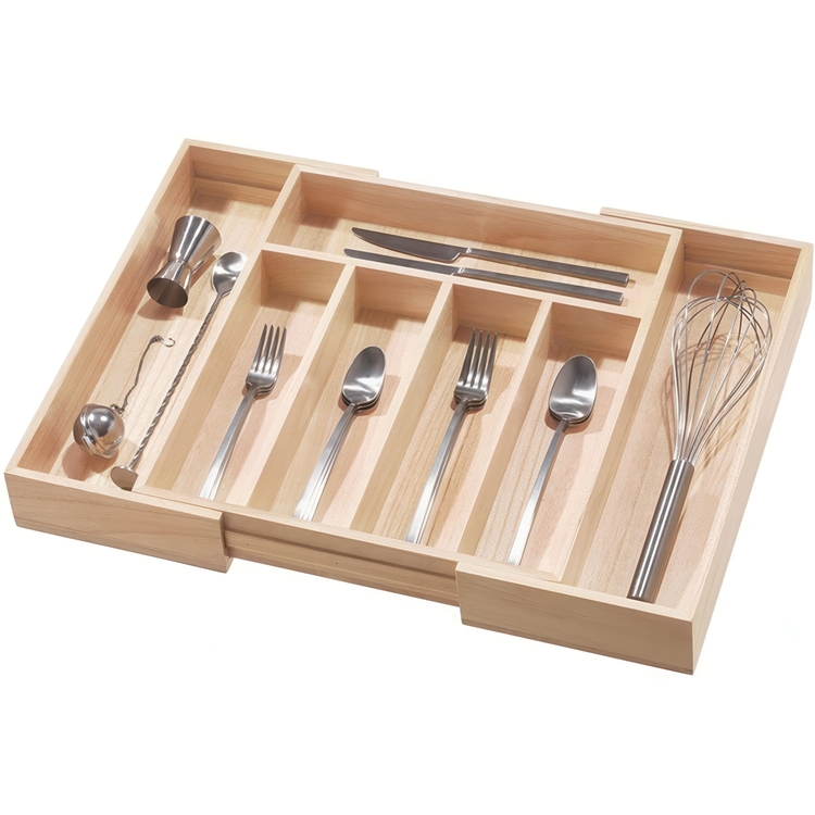 Uttrekkbar bestikkskuff i tre 34,5–58,5 cm