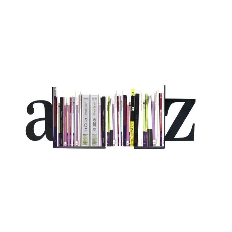 Bokstøtter i metall, 2 stk, BOOK ENDS A - Z, Svarte