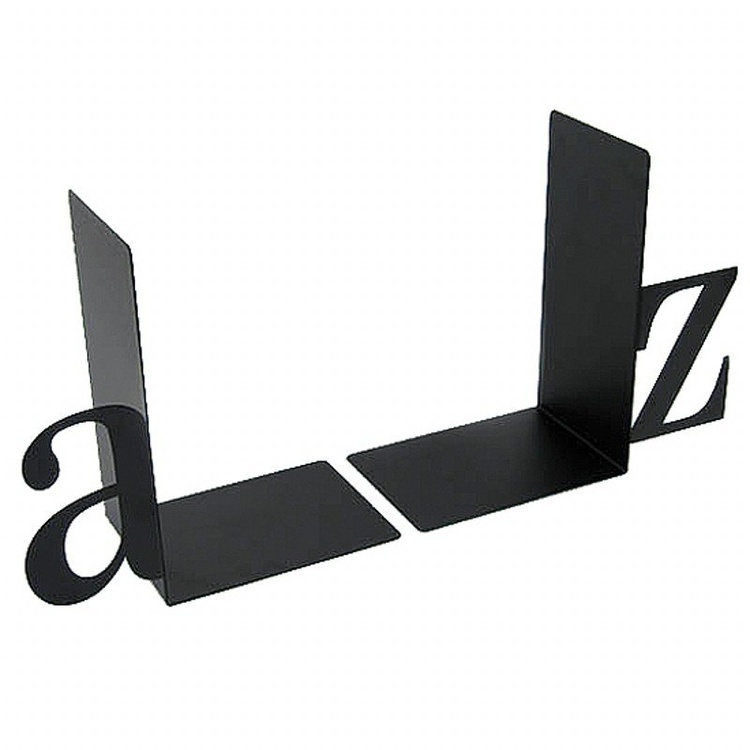 Bokstøtter i metall, 2 stk, BOOK ENDS A - Z, Svarte