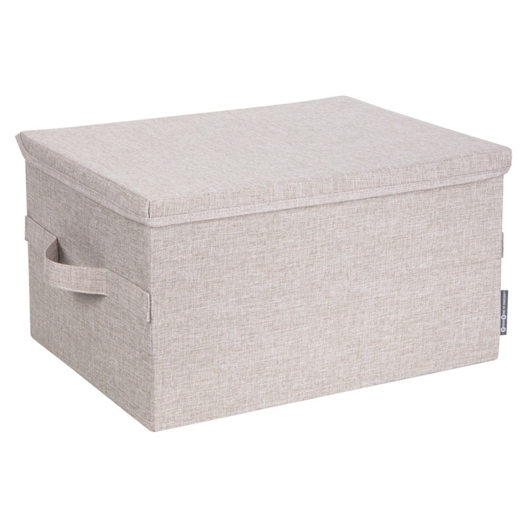 Oppbevaringsboks med fast lokk 38L, Bigso, Beige