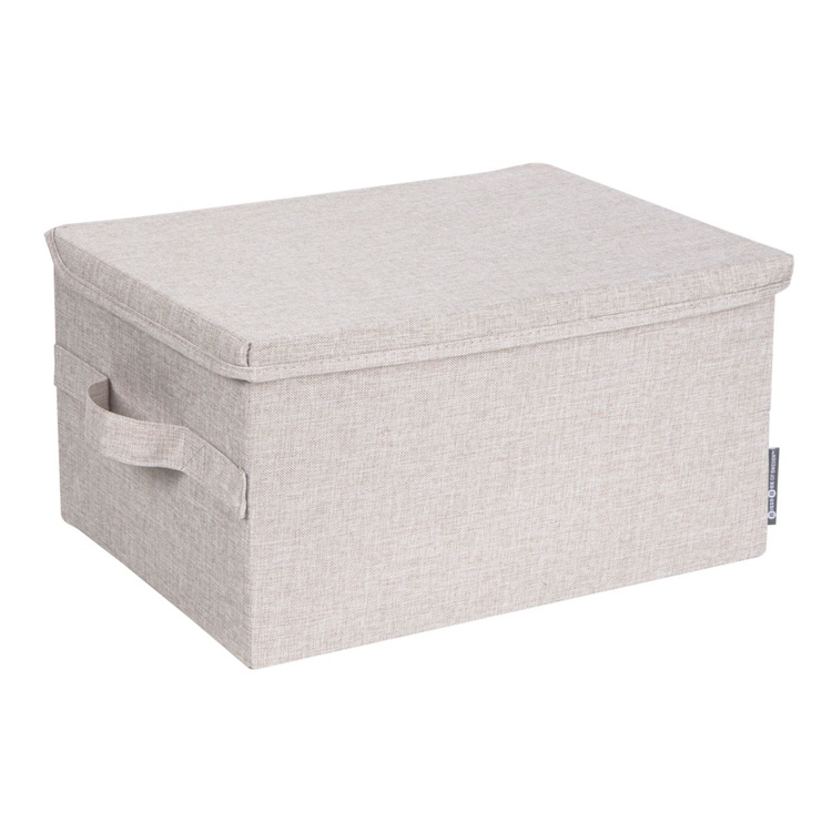 Oppbevaringsboks med fast lokk 26L, Bigso, Beige