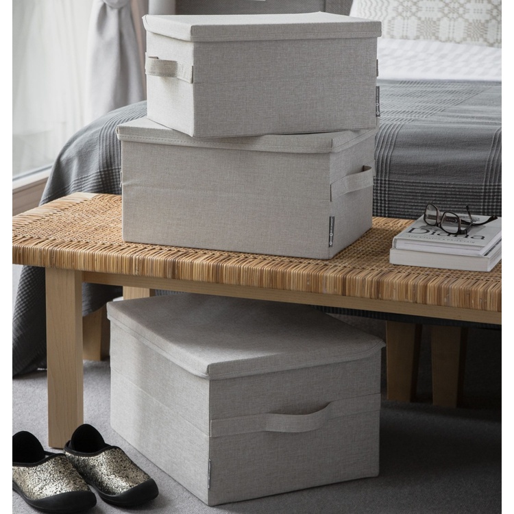 Oppbevaringsboks med fast lokk 26L, Bigso, Beige