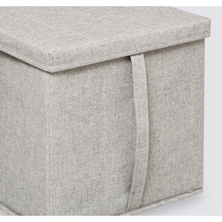 Boks i tekstil med lokk, ORGA STORAGE BOX CUBE, 31 x 31 x H 31 cm, Beige-Grå