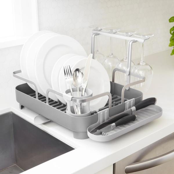 Oppvaskstativ med vinglassholder, HOLSTER DISH RACK, 42 x 34,5 x H15 cm, Umbra