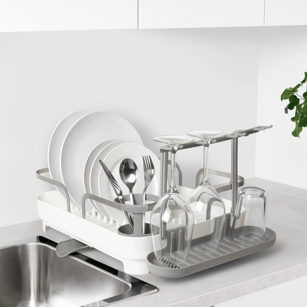 Oppvaskstativ med vinglassholder, HOLSTER DISH RACK, 42 x 34,5 x H15 cm, Umbra