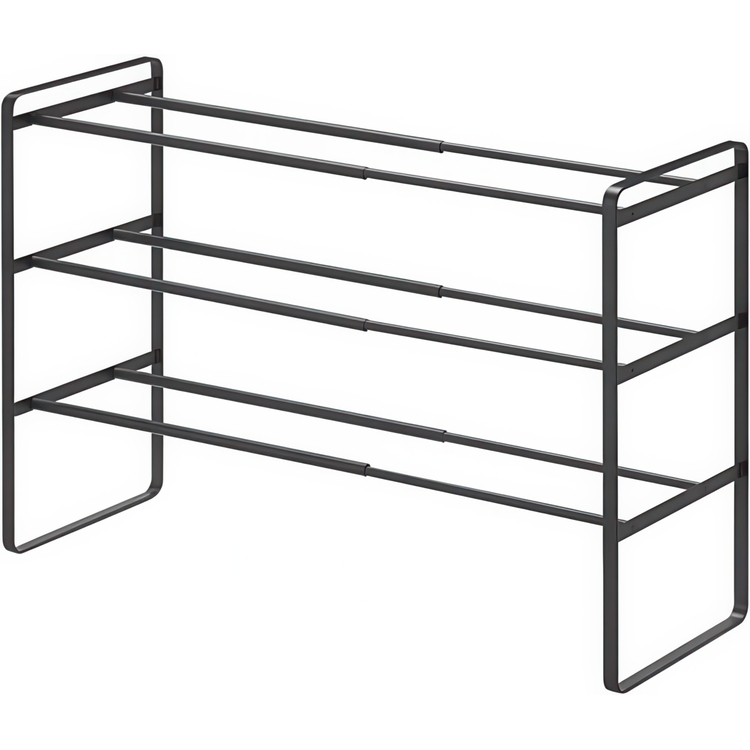 Uttrekkbar skohylle 3 hylleplan, 41-70 cm, Yamazaki, Svart