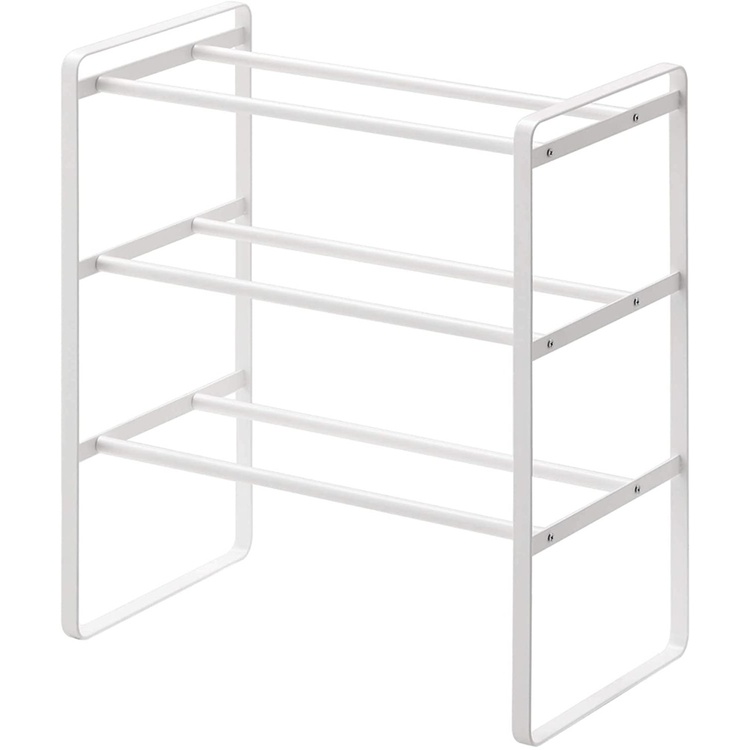 Uttrekkbar skohylle 3 hylleplan, 41-70 cm, Yamazaki, Hvit