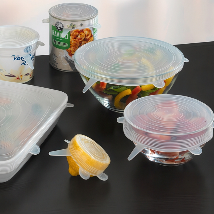 Silikonlokksett for mat med 6 deler, Transparent