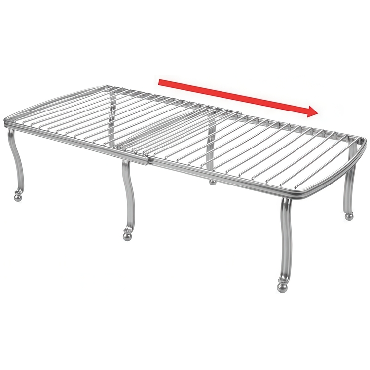 Uttrekkbar innsatshylle i metall, 32-58 cm