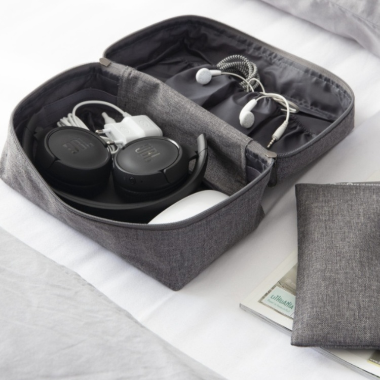 Etui for tilbehør med ekstra veske, BIGSO ACCESSORIES ORGANIZER, Grå
