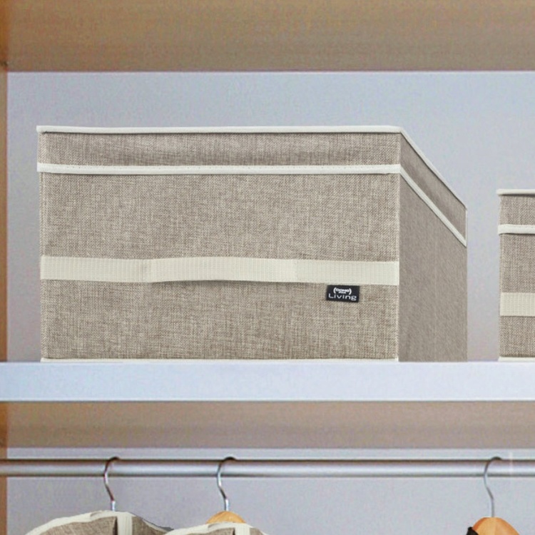 Oppbevaringsboks i tekstil, 50x38x24 cm, sand