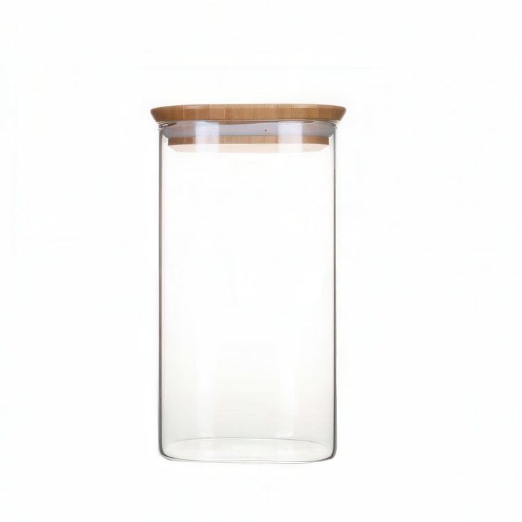 Glasskrukke med bambulokk 1,4L, Pebbly
