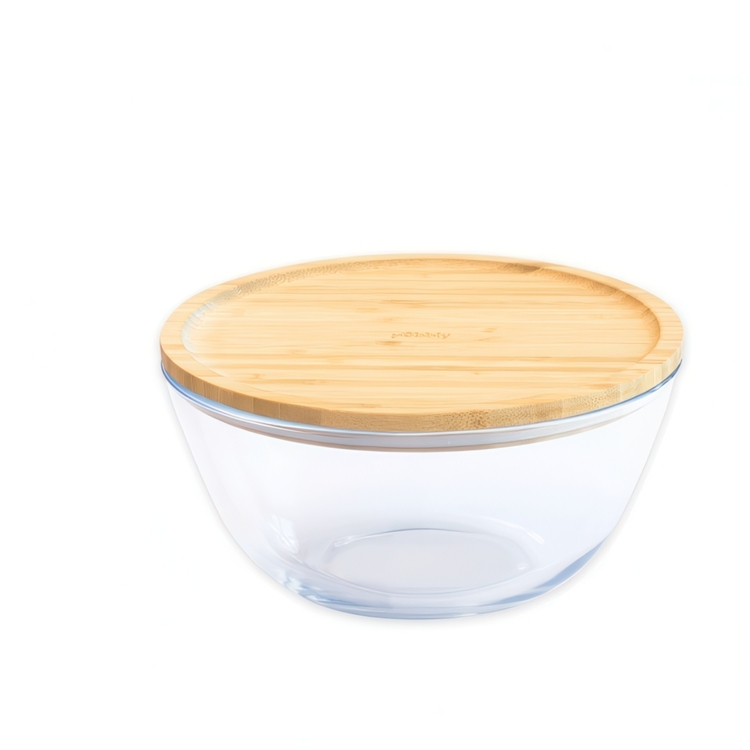 Glassbolle med bambulokk 0,77 L, Pebbly