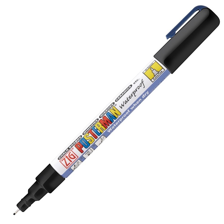 Krittpenn, sølfri, ZIG POSTERMAN EXTRA FINE, 0,5 mm, Svart skrift