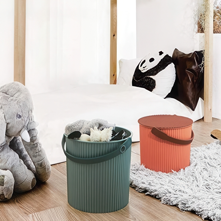 Bøtte med lokk 10L, Omnioutil, Aprikos/Brun