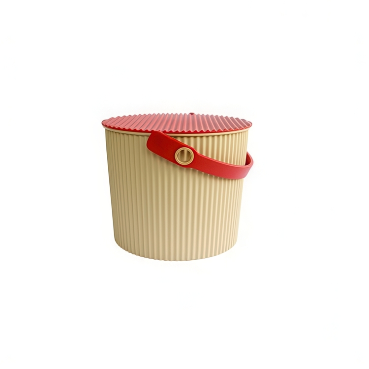 Bøtte med lokk 10L, Omnioutil, Beige/Rød