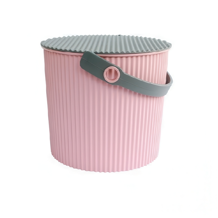 Bøtte med lokk 20L, Omnioutil, Rosa/Grå