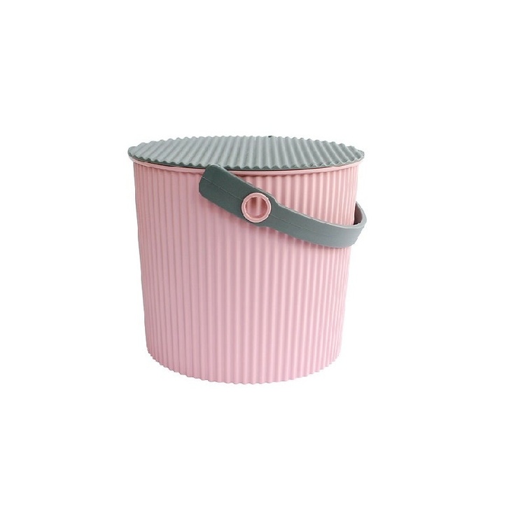 Bøtte med lokk 10L, Omnioutil, Rosa/Grå